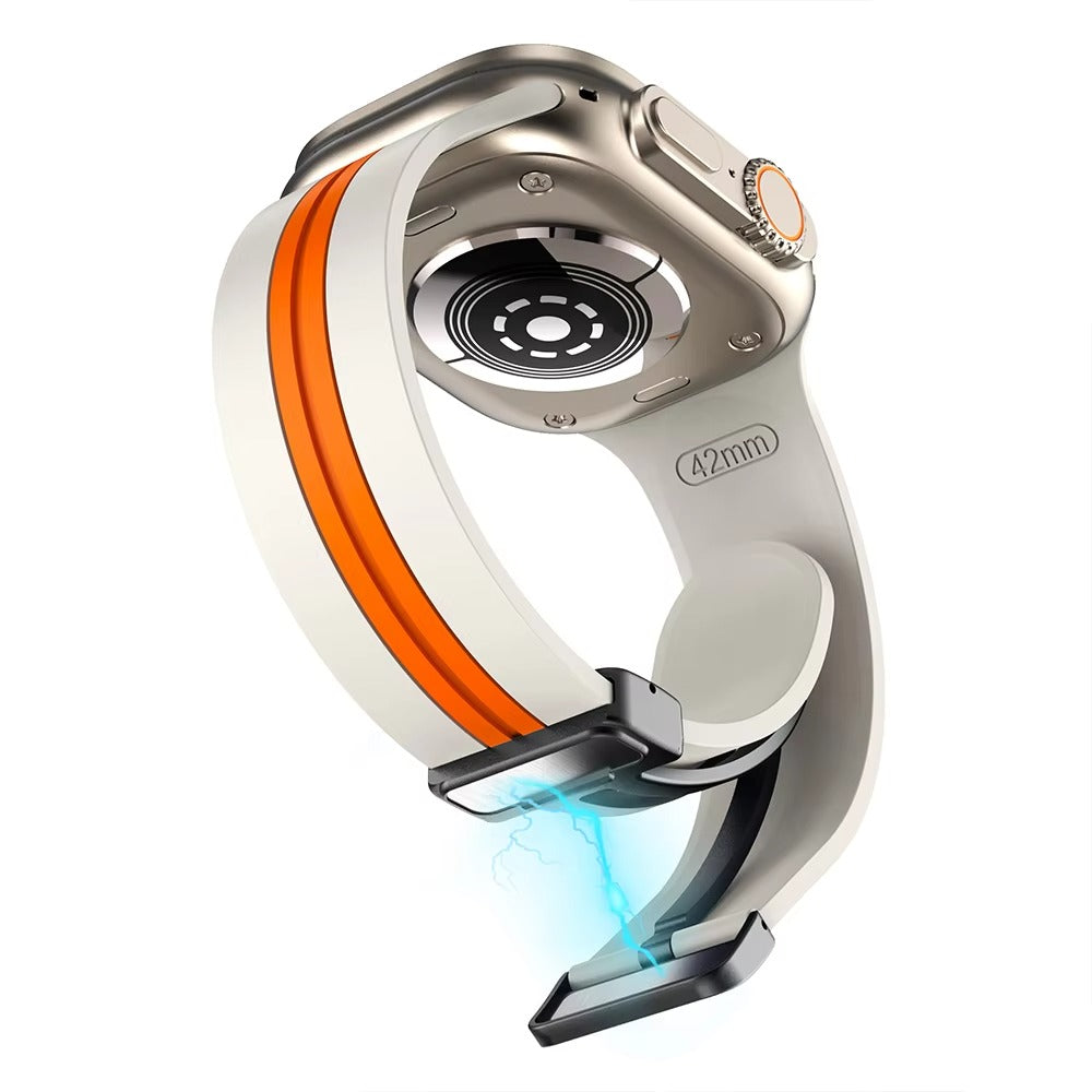 Magnetic Silicone Smartwatch Strap – Breathable Replacement Band with Snap Closure, Compatible with 38mm to 49mm Watches