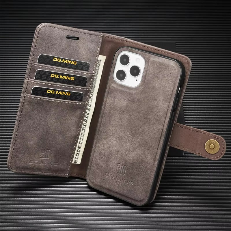 Premium Detachable Leather Apple iPhone Case, MagSafe Compatible, Ultra Thin Magnetic Shockproof Full Protection