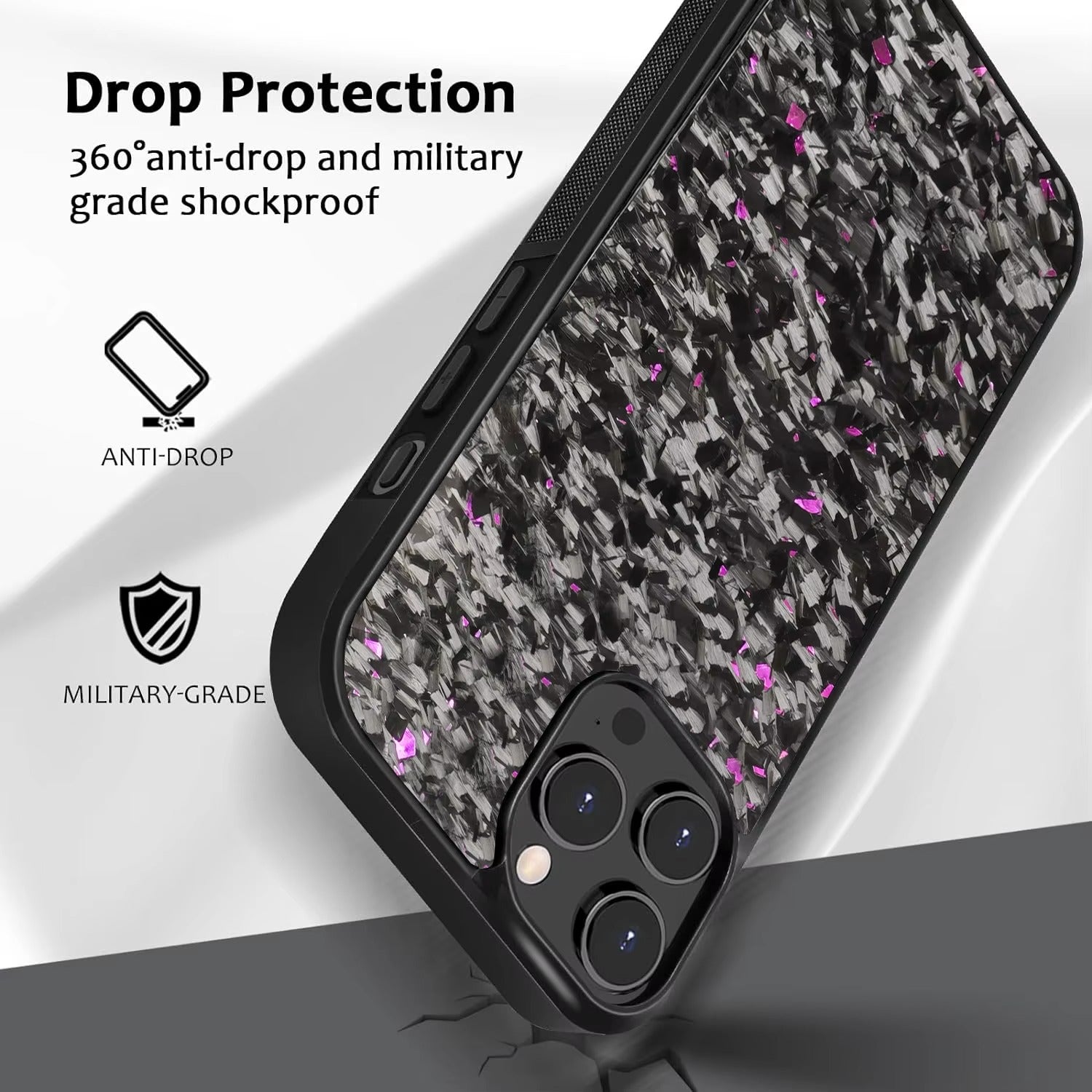 Luxury Apple iPhone Case, MagSafe Compatible, Camera Lens & Screen Protection, Ultra Thin, Shockproof, Magnetic Full All Around Cover – Real Carbon Fiber Gloss Armor Case with Forged Design & Wireless Charging Support