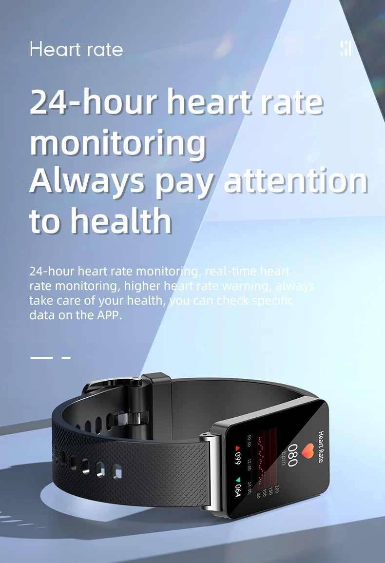 Premium Non-Invasive Blood Glucose Smartwatch – ECG, Heart Rate, Blood Pressure, Oxygen & Temperature Monitor, Waterproof Fitness Tracker with Touchscreen