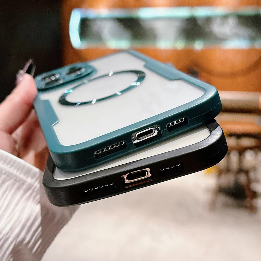 Luxury Apple iPhone Case MagSafe Compatible Ultra Thin Magnetic All Around Protection Cover with Double Touch Clear Design