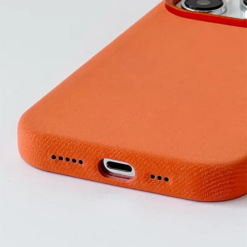 Premium Apple iPhone Case MagSafe Compatible, Camera Lens & Screen Protection, Ultra Thin Shockproof Magnetic Full All Around Protection Cover with Fiber Leather Back