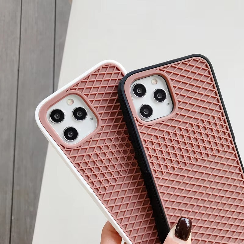 High Quality Apple iPhone Case, MagSafe Compatible, Camera Lens & Screen Protection, Ultra Thin, Shockproof, Magnetic Full All Around Cover – Waffle Shoe Sole Style Silicone Case with Grippy Back Design