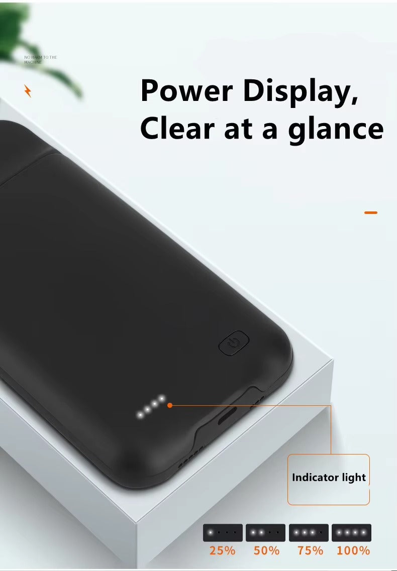 Hochkapazitäts-Apple-iPhone-Hülle, MagSafe-kompatibel, Kameraobjektiv- und Bildschirmschutz, ultradünne stoßfeste magnetische Rundumschutz-Ladehülle mit integriertem Akku