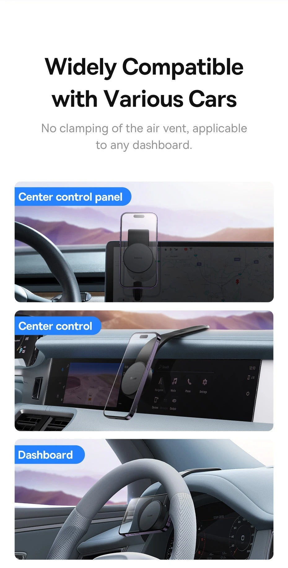 Robust Magnetic Car Phone Holder with 15W Wireless Charging – Foldable Dashboard Mount, Strong Grip, Universal for iPhone & Android, Mini Design