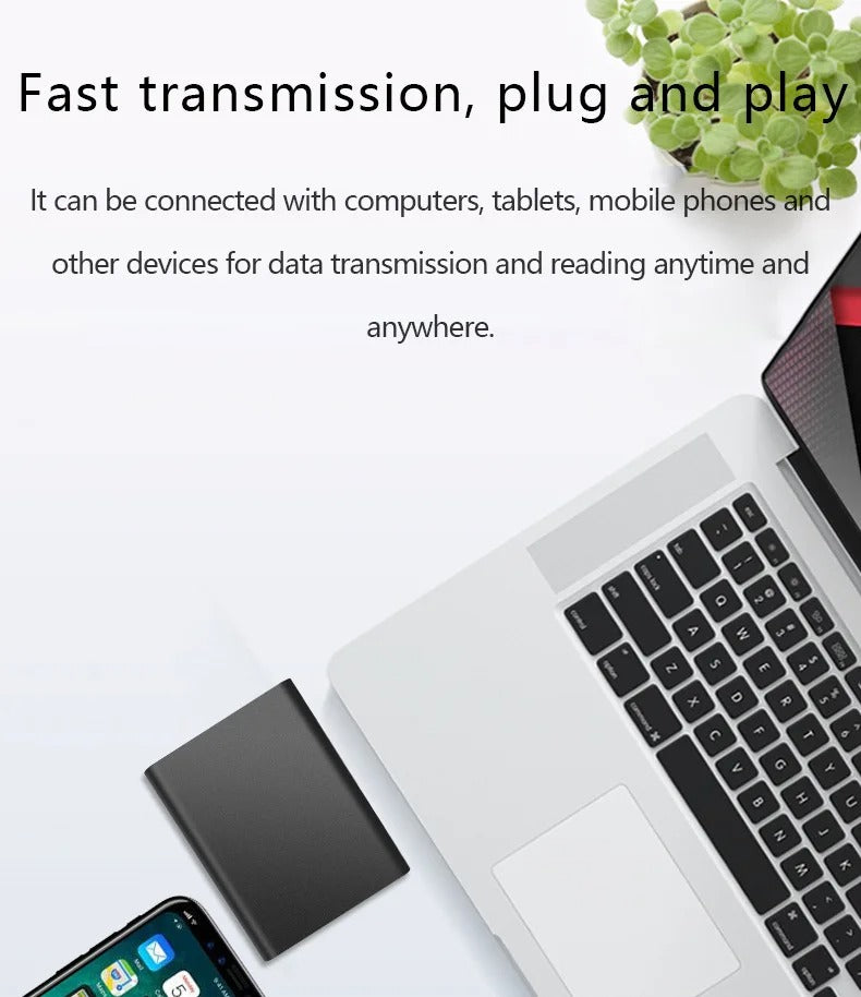 High-Speed External SSD 1TB 2TB – Portable USB 3.1 Solid State Drive, Ultra Slim, Shockproof, Waterproof, Type-C & USB Compatible for Mac/Windows PCs