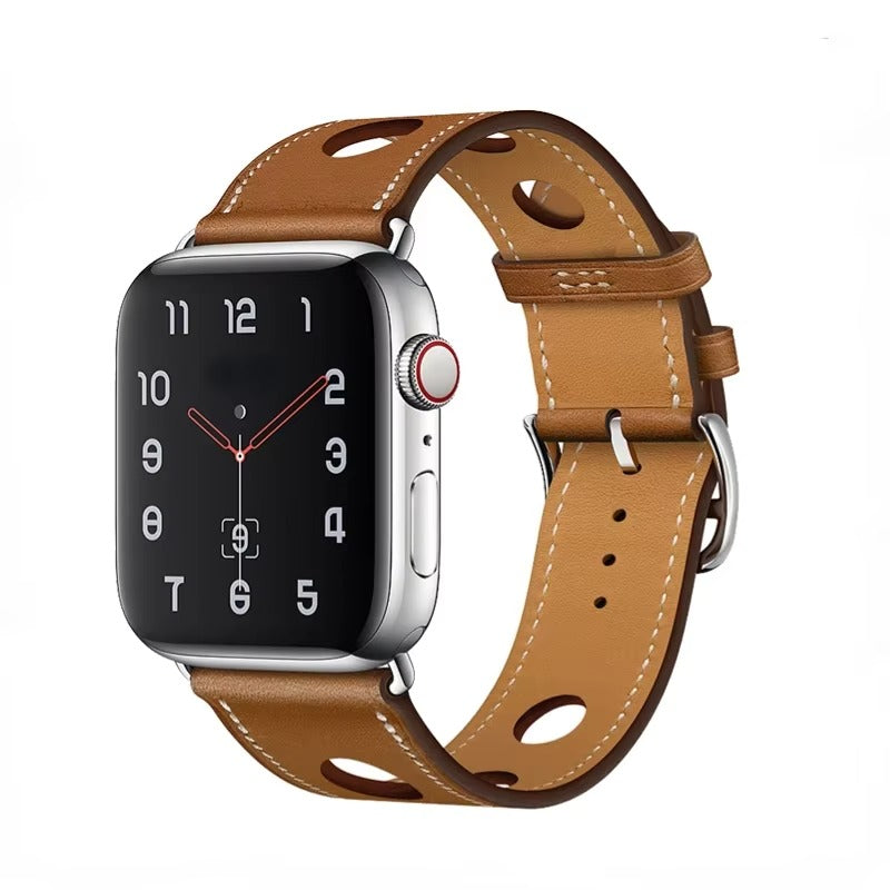 Luxury Genuine Leather Watch Band – Classic, Adjustable, Comfortable Strap for 40mm to 49mm Smartwatches, Men's and Women's