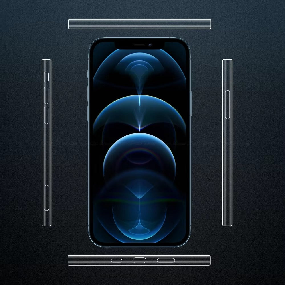 Premium Carbon Fiber Frame Protector – Transparent, Matte Edge Sticker with Hydrogel Film for iPhone Plus