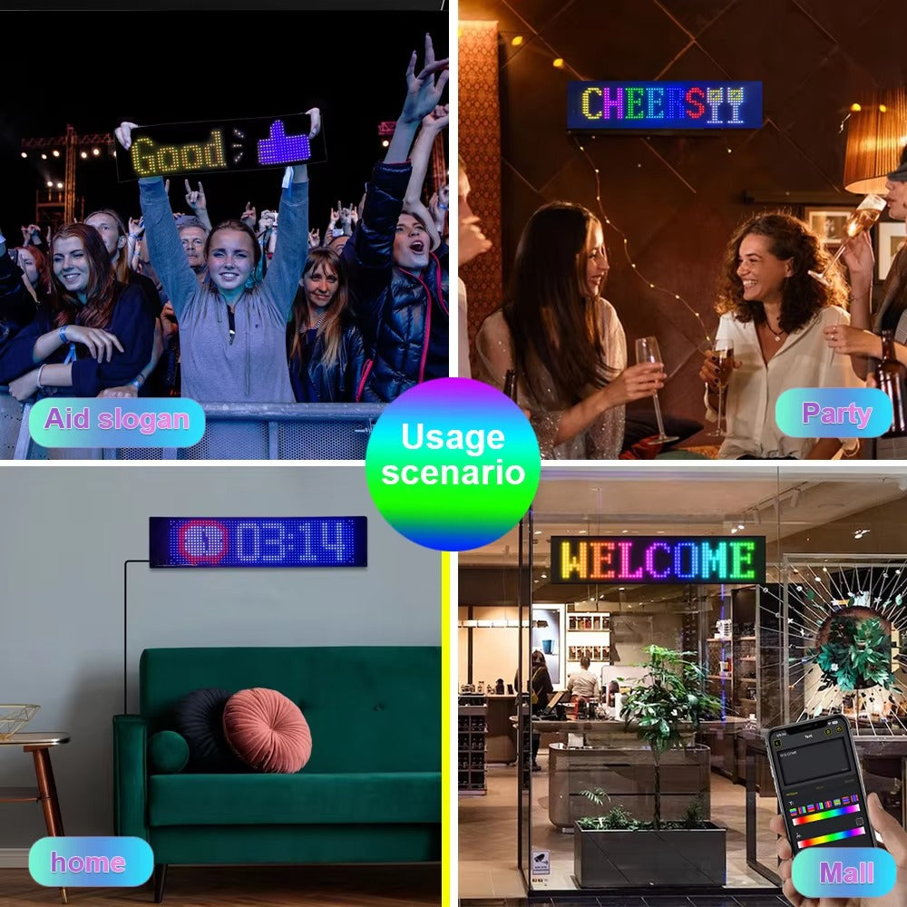 High Quality Flexible LED Matrix Panel with Bluetooth App Control, USB 5V Programmable Display Sign for Car, Storefronts, Bars, and Hotel Decor