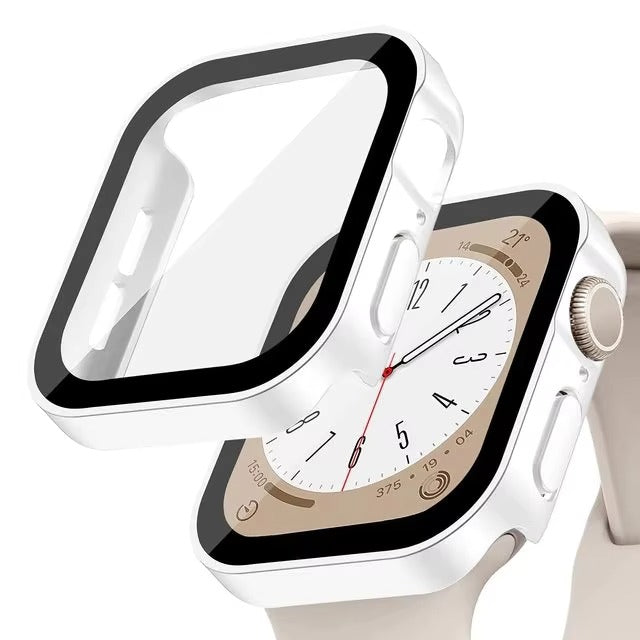Premium Glass Screen Protector Case – Full Coverage, Straight Edge, Snap-On Protective Cover for 40mm to 49mm Smartwatches