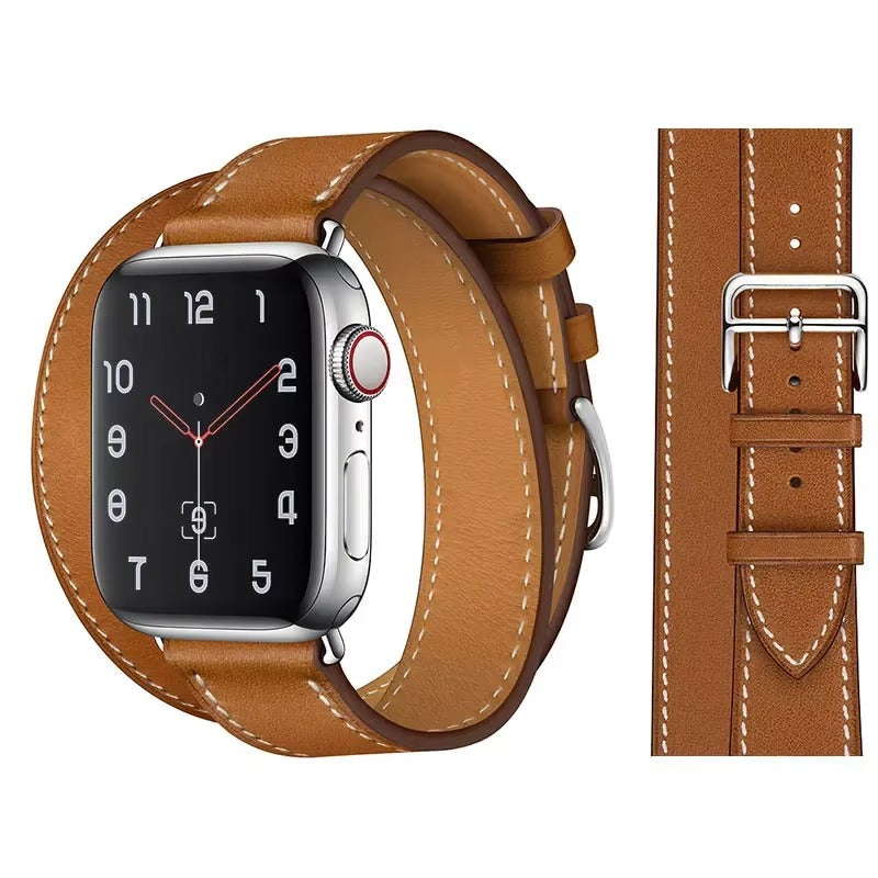 Luxury Genuine Leather Watch Band – Classic, Adjustable, Comfortable Strap for 40mm to 49mm Smartwatches, Men's and Women's