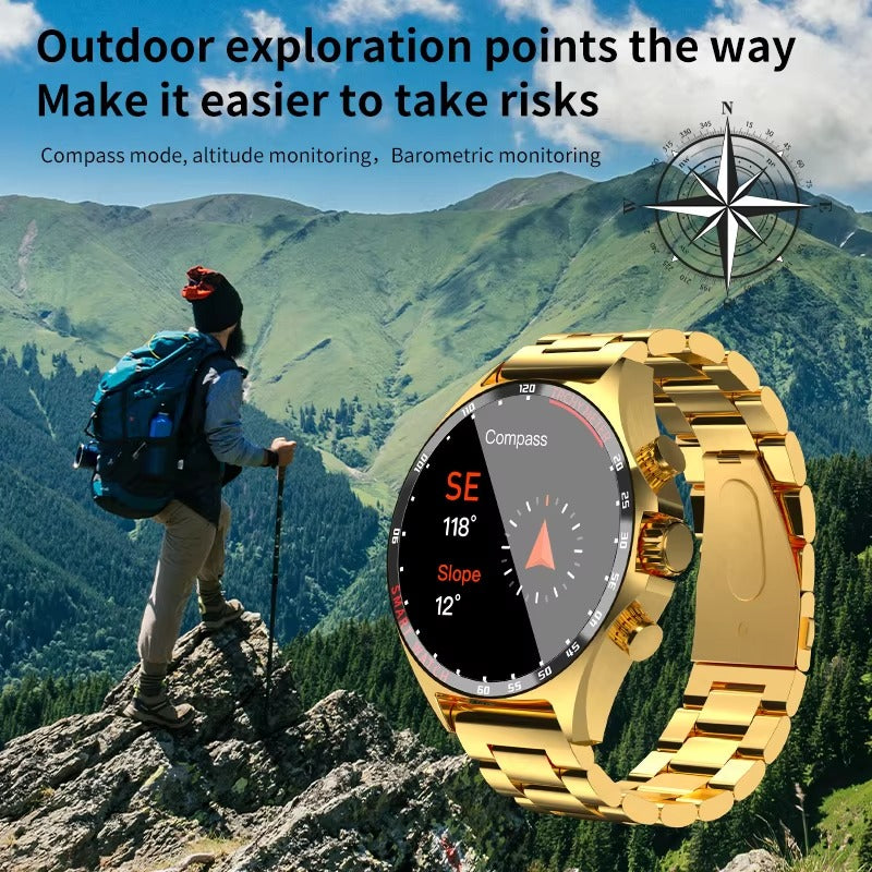 Robust Outdoor Smartwatch for iPhone – NFC Access Control, GPS Positioning, Compass, 400mAh Battery, IP68 Waterproof
