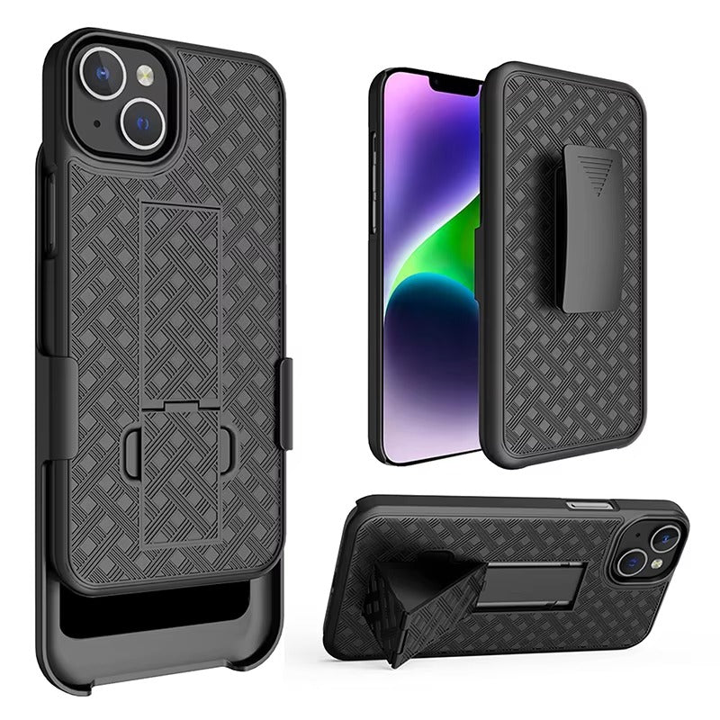 High Quality Apple iPhone Case, MagSafe Compatible, Camera Lens & Screen Protection, Ultra Thin, Shockproof, Magnetic Full All Around Cover – 2-in-1 Holster Combo Case with Kickstand & Waist Belt Clip