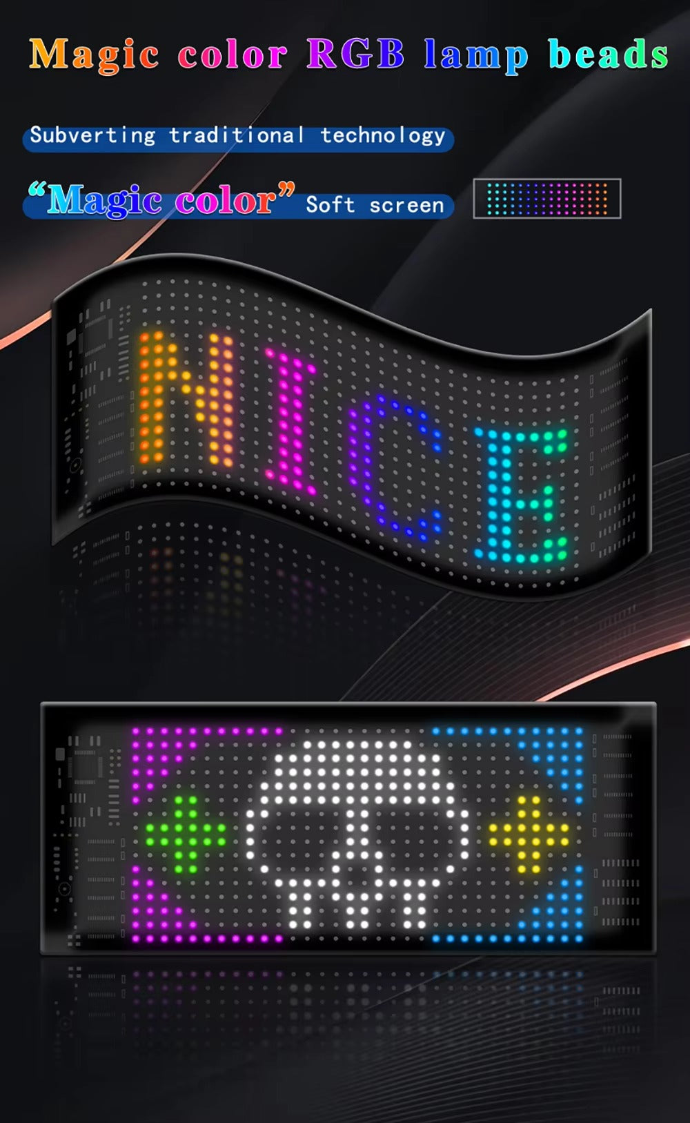 High Quality Flexible LED Matrix Panel with Bluetooth App Control, USB 5V Programmable Display Sign for Car, Storefronts, Bars, and Hotel Decor