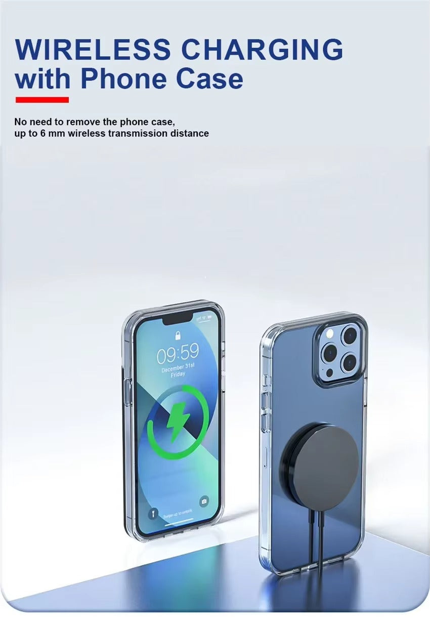 Premium Magnetic Wireless Charger Pad 30W Fast Charging – USB-C & USB-A Dual Input, Strong Magnetic Hold, Case-Friendly, Ultra-Thin Design for Phones