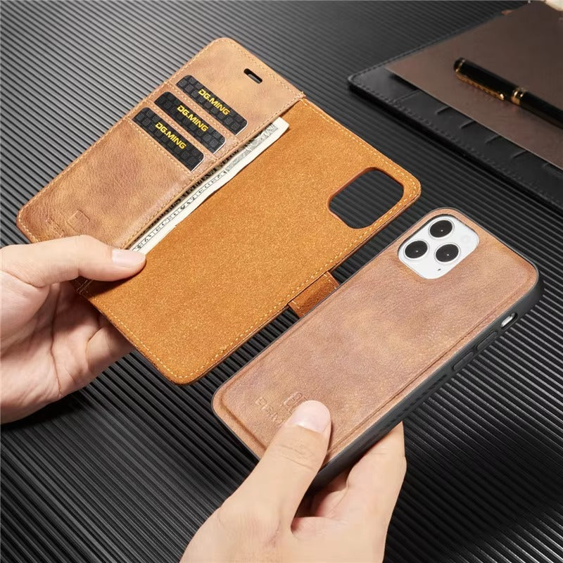 Premium Detachable Leather Apple iPhone Case, MagSafe Compatible, Ultra Thin Magnetic Shockproof Full Protection