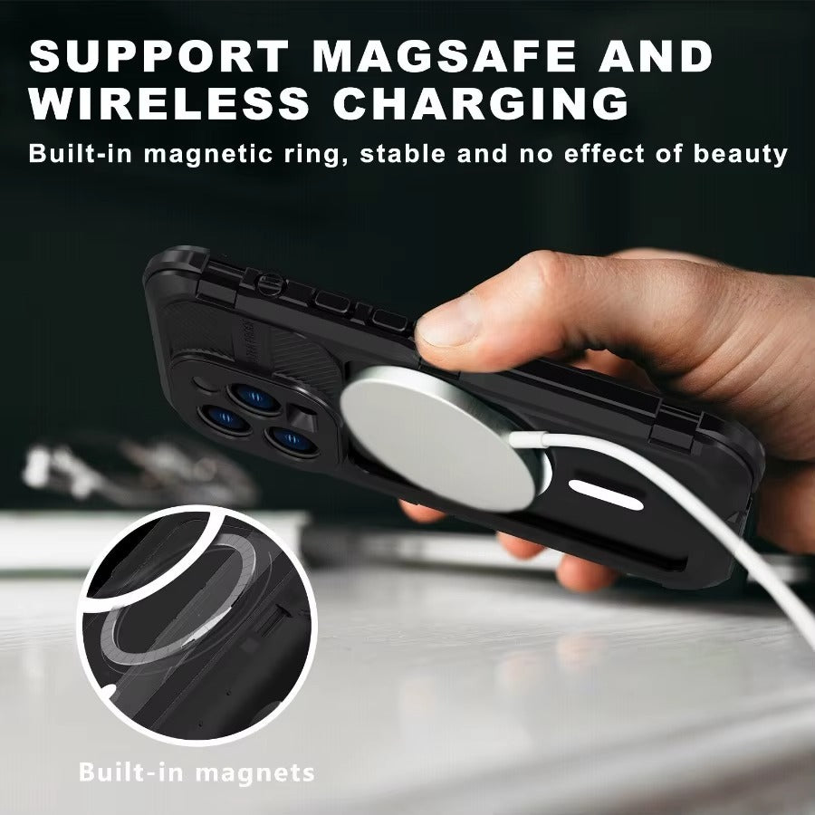 Robuste Apple iPhone Hülle, MagSafe-kompatibel, Kameraobjektiv- und Bildschirmschutz, ultradünne stoßfeste magnetische Rundumschutzabdeckung mit IP68 Metall-Militärdesign
