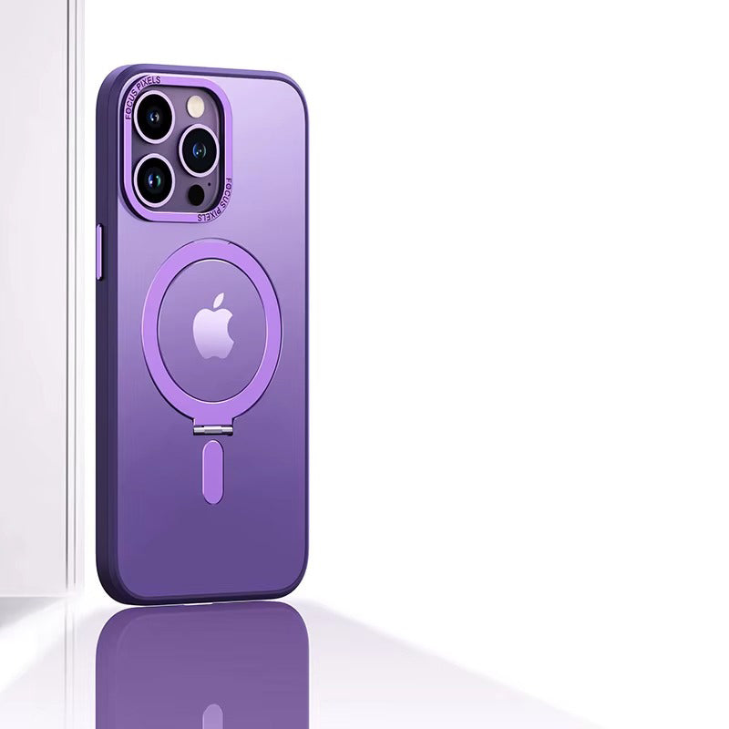 High Quality Apple iPhone Case MagSafe Compatible, Camera Lens & Screen Protection, Cover with Aluminum Stand & Metal Lens