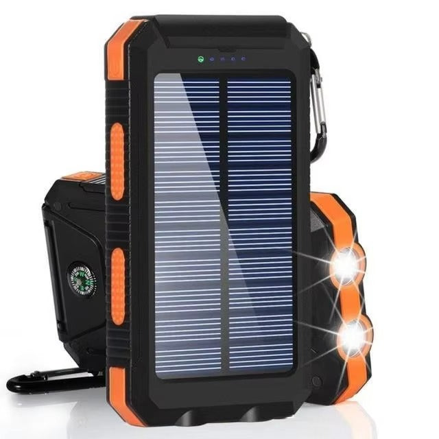 Robust 80000mAh Solar Power Bank – Portable Waterproof Charger with Dual USB, Strong LED Flashlight, Digital Display, Compass & Outdoor Emergency Features