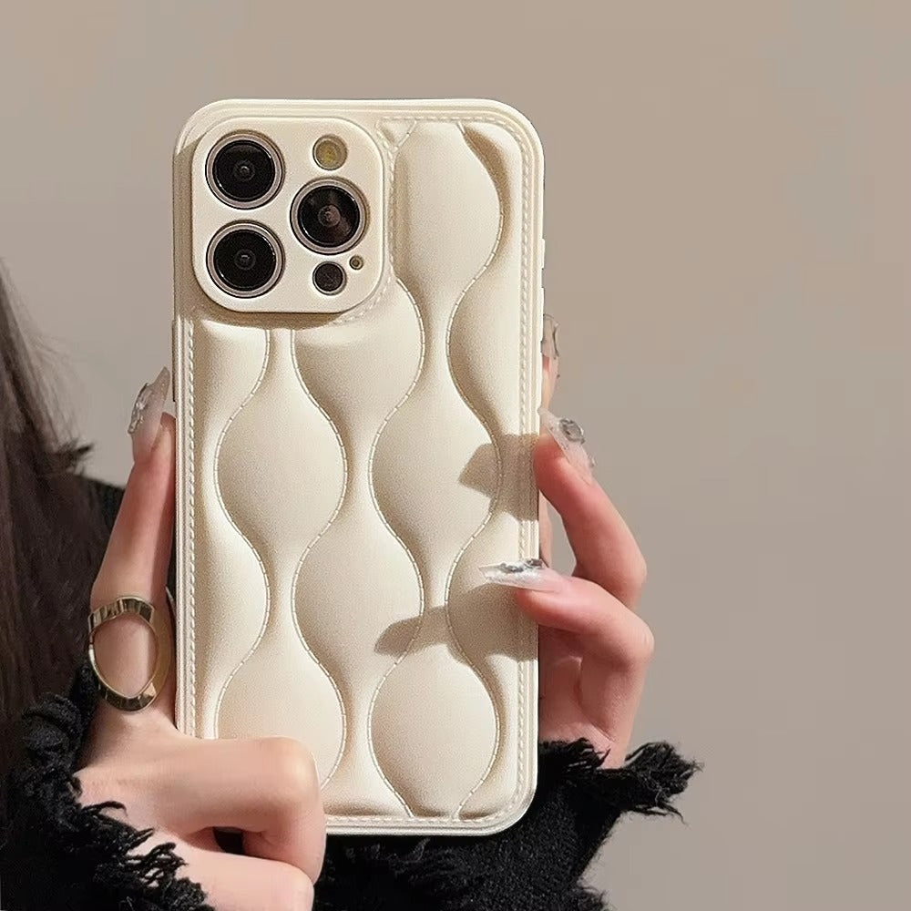 Luxury 3D Texture Apple iPhone Case, MagSafe Compatible, Ultra Thin Magnetic with Solid Color Silicone Bumper and Wavy Design