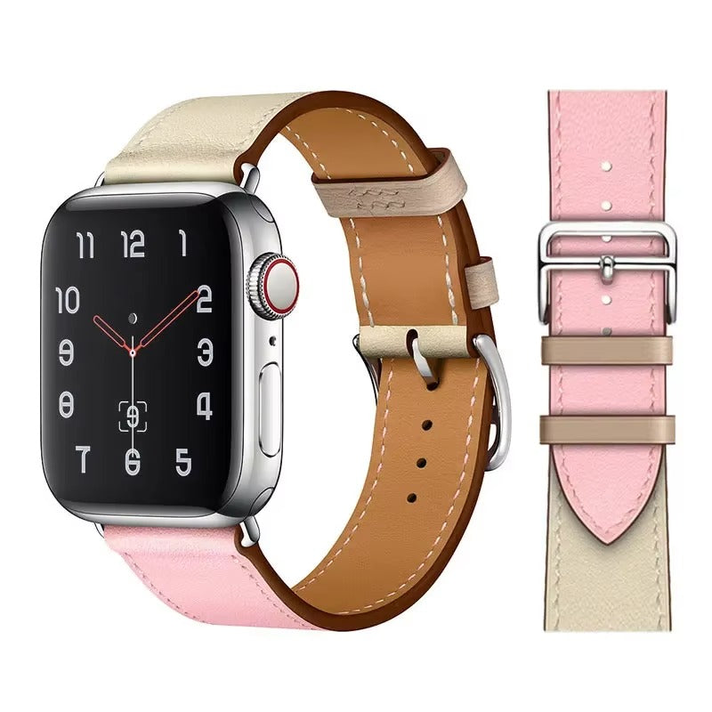 Luxury Genuine Leather Watch Band – Classic, Adjustable, Comfortable Strap for 40mm to 49mm Smartwatches, Men's and Women's