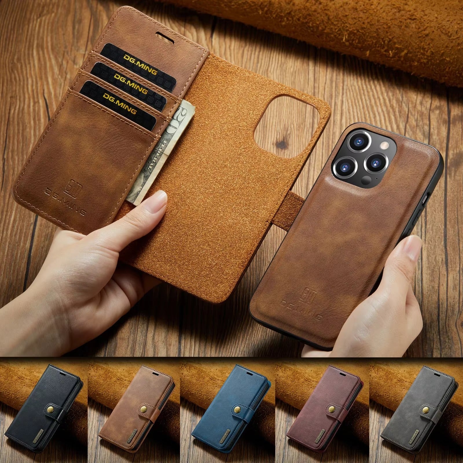 Premium Detachable Leather Apple iPhone Case, MagSafe Compatible, Ultra Thin Magnetic Shockproof Full Protection