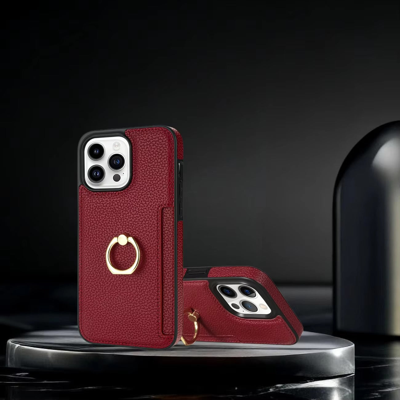 Luxury Card Slot Litchi Leather Apple iPhone Case, MagSafe Compatible, Ultra Thin Magnetic Shockproof Full Cover