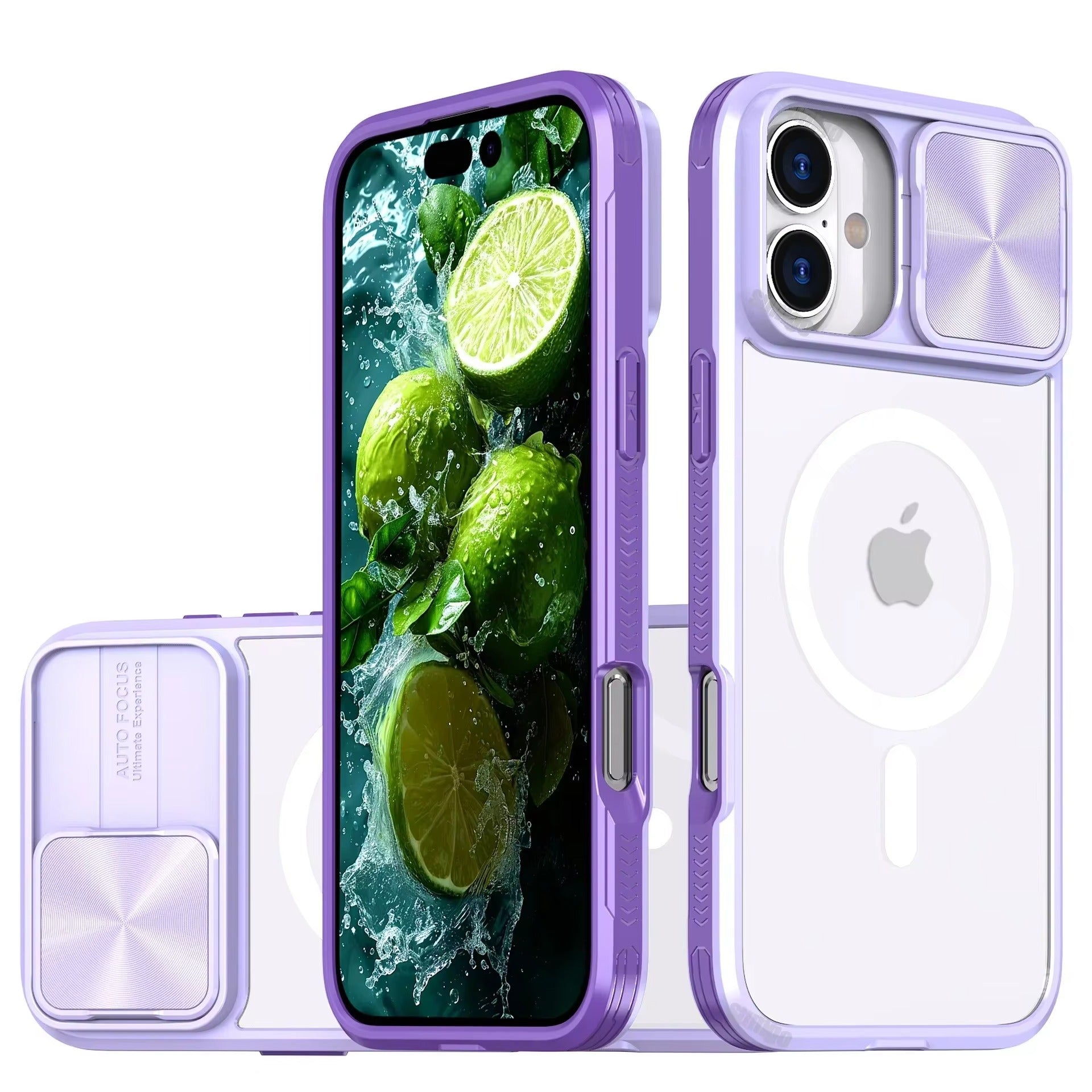 Premium Apple iPhone Case MagSafe Compatible, Camera Lens & Screen Protection, Cover with Slide Lens & Clear Acrylic Back