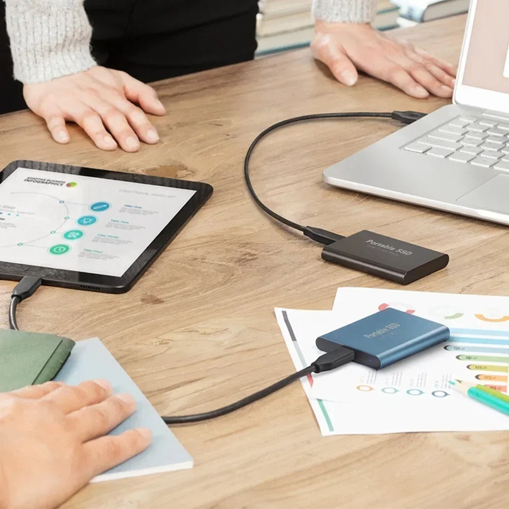 High-Speed External SSD 1TB 2TB – Portable USB 3.1 Solid State Drive, Ultra Slim, Shockproof, Waterproof, Type-C & USB Compatible for Mac/Windows PCs