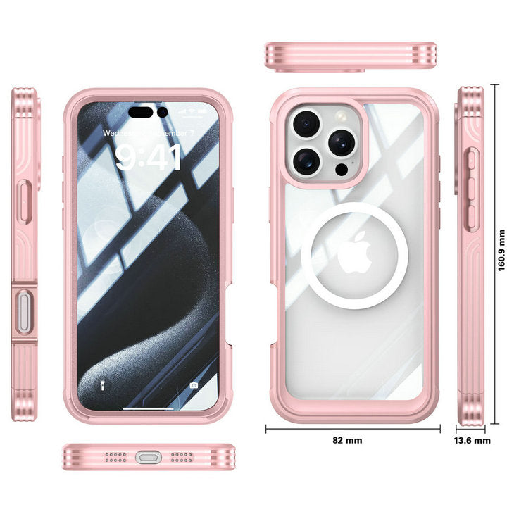 Full-Body Protection Magnetic iPhone Case – Tempered Glass MagSafe Shockproof Cover for iPhone Models, Durable and Stylish