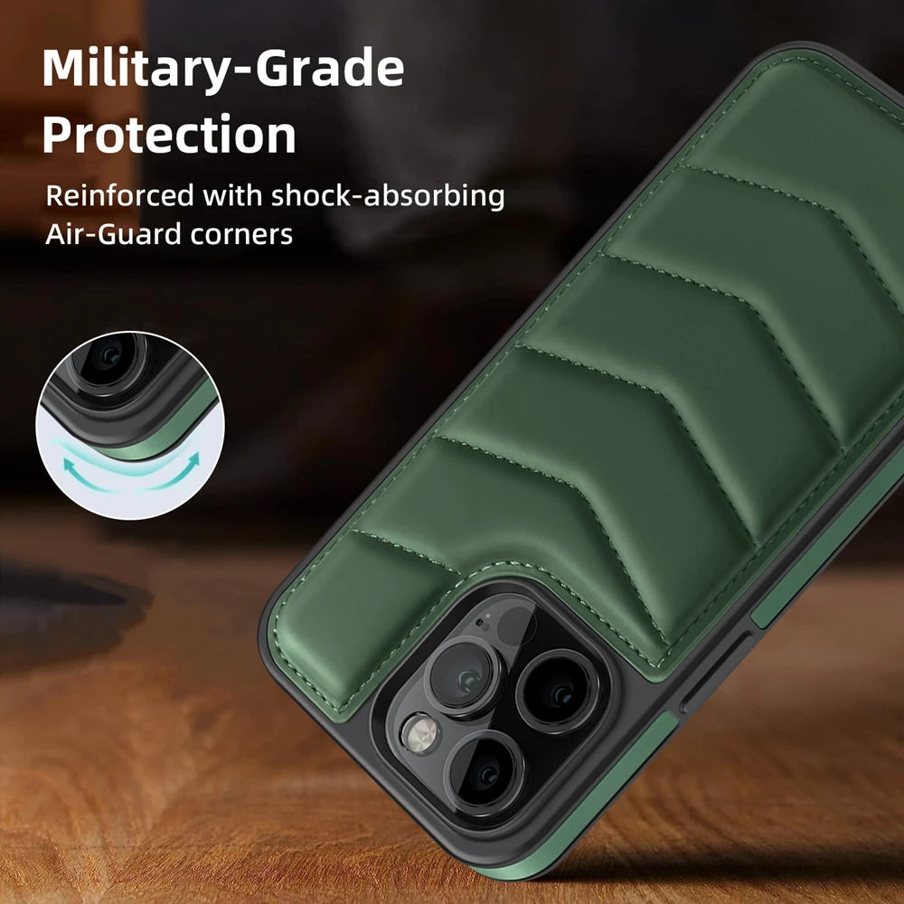 Premium MagSafe Leder iPhone Hülle – Magnetisches kabelloses Laden, Kartenhalter Wallet, stoßfeste Schutz, elegantes Design für iPhone Modelle