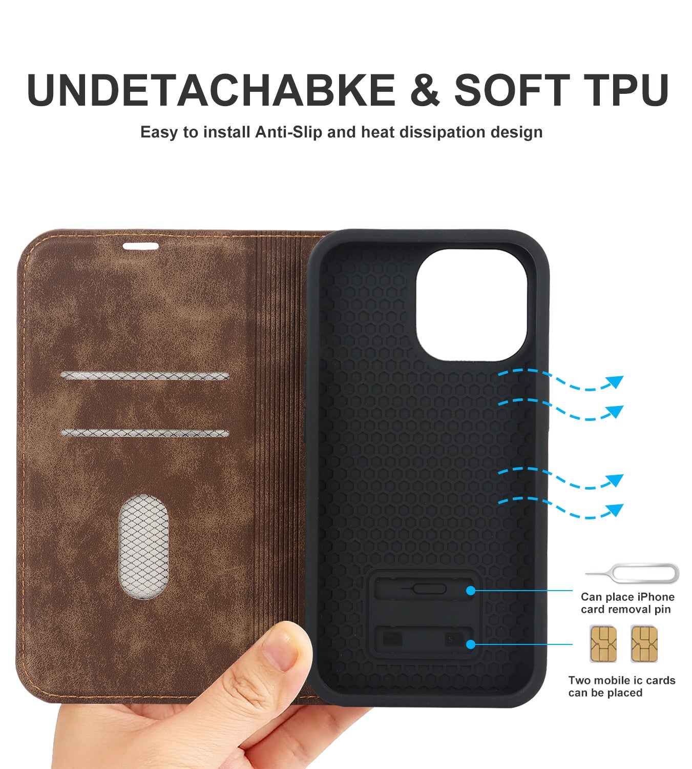 Luxuriöse Magnetische Leder Geldbörse iPhone Hülle – MagSafe Wireless Charging, Kartenfach, Standfunktion, Premium Schutz, Stilvolle & Langlebige Hülle