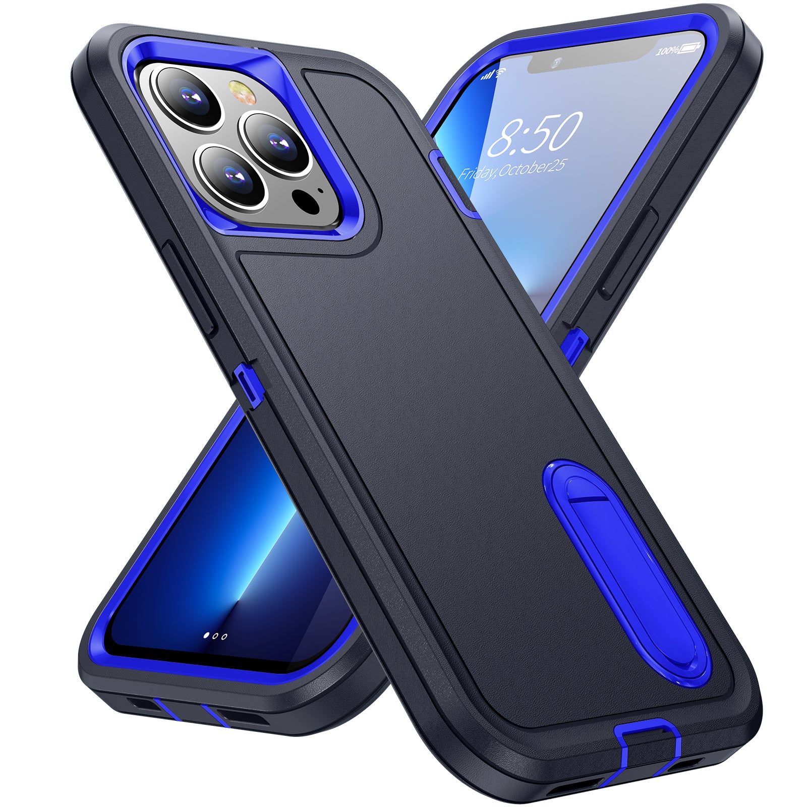 Hybrid Military-Grade Defender iPhone Case – Kickstand Full-Body Protection Cover for iPhone Models, Rugged and Shockproof
