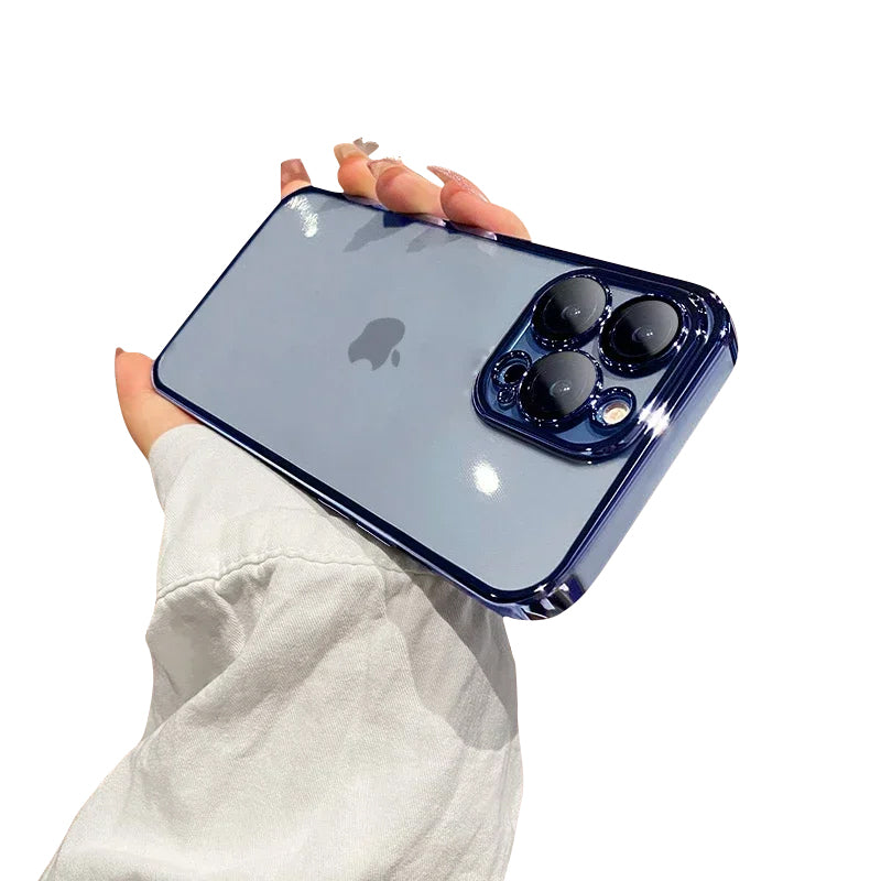 Luxury High-Quality Plating Clear Shockproof iPhone Case – Anti-Yellowing, Slim Fit, Durable Protection, Stylish Design