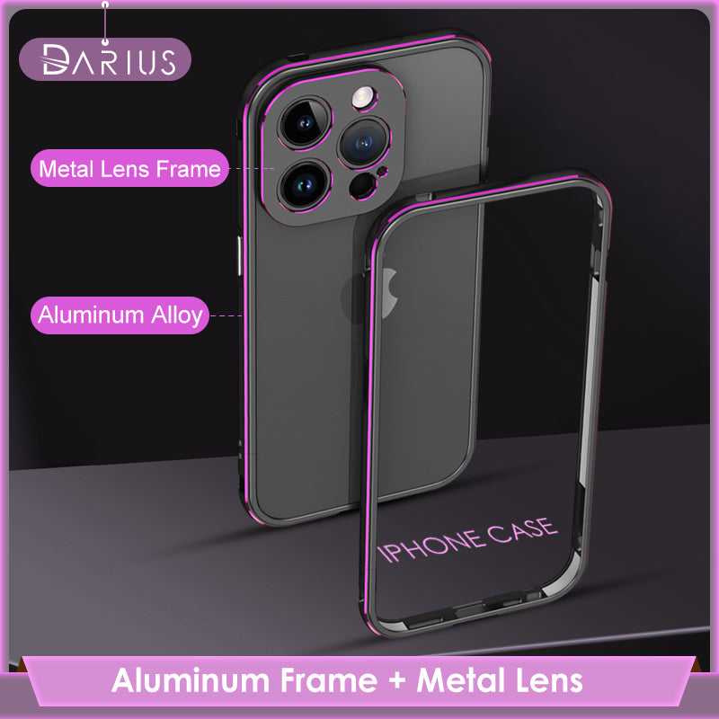 Aluminum Bumper & Metal Lens Frame Case Shockproof Cover for iPhone Models, Durable and Stylish Protection with Sleek Design