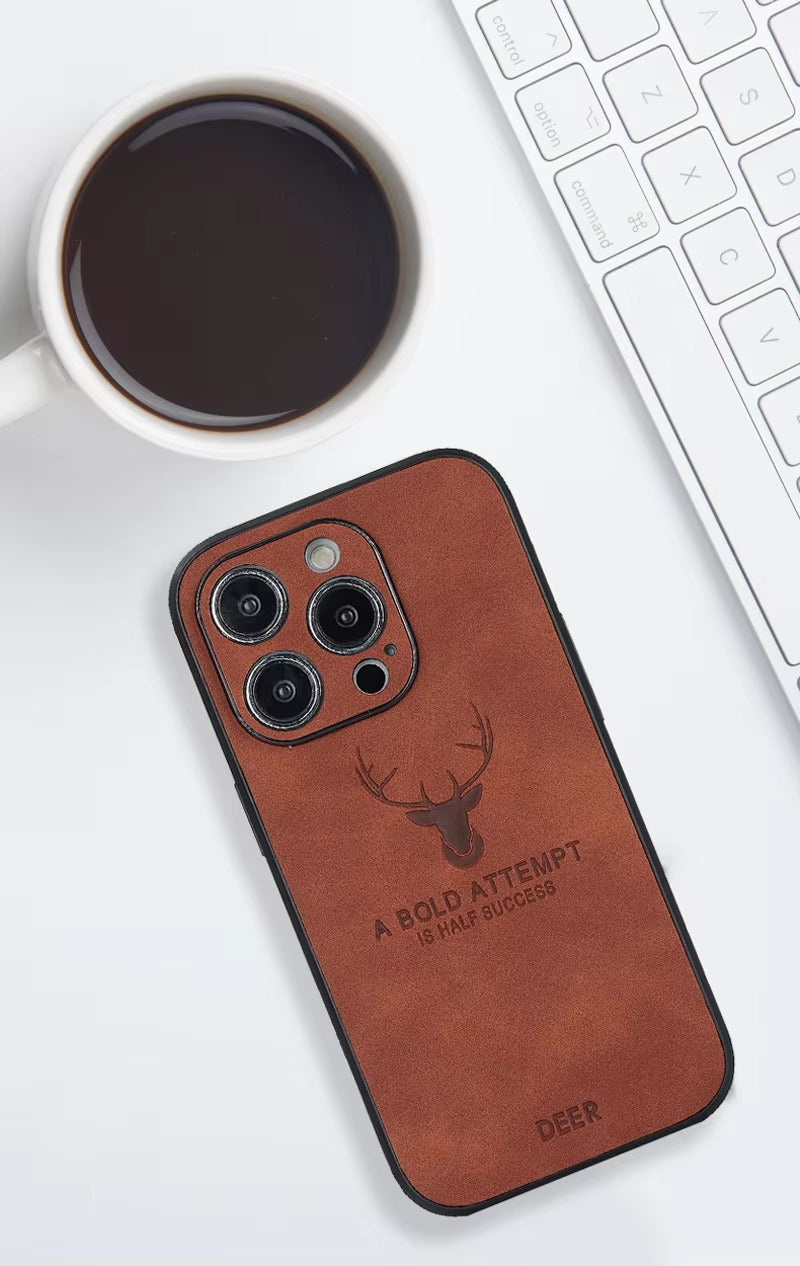 Premium Fashion Cloth iPhone Case – Built-in Magnetic Iron, Deer & Cat Design Durable Protective Shell | Case for iPhone