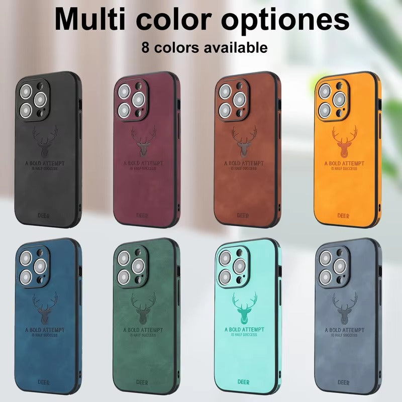 Premium Fashion Cloth iPhone Case – Built-in Magnetic Iron, Deer & Cat Design Durable Protective Shell | Case for iPhone