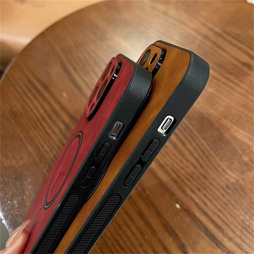 Luxury PU Leather MagSafe iPhone Case – Deer Embossed Design, Stylish & Durable Full Protection Cover | Case for iPhone