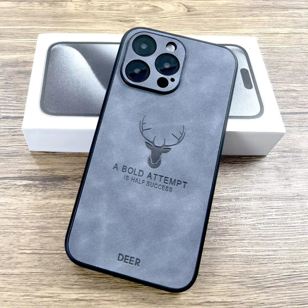Premium Fashion Cloth iPhone Case – Built-in Magnetic Iron, Deer & Cat Design Durable Protective Shell | Case for iPhone