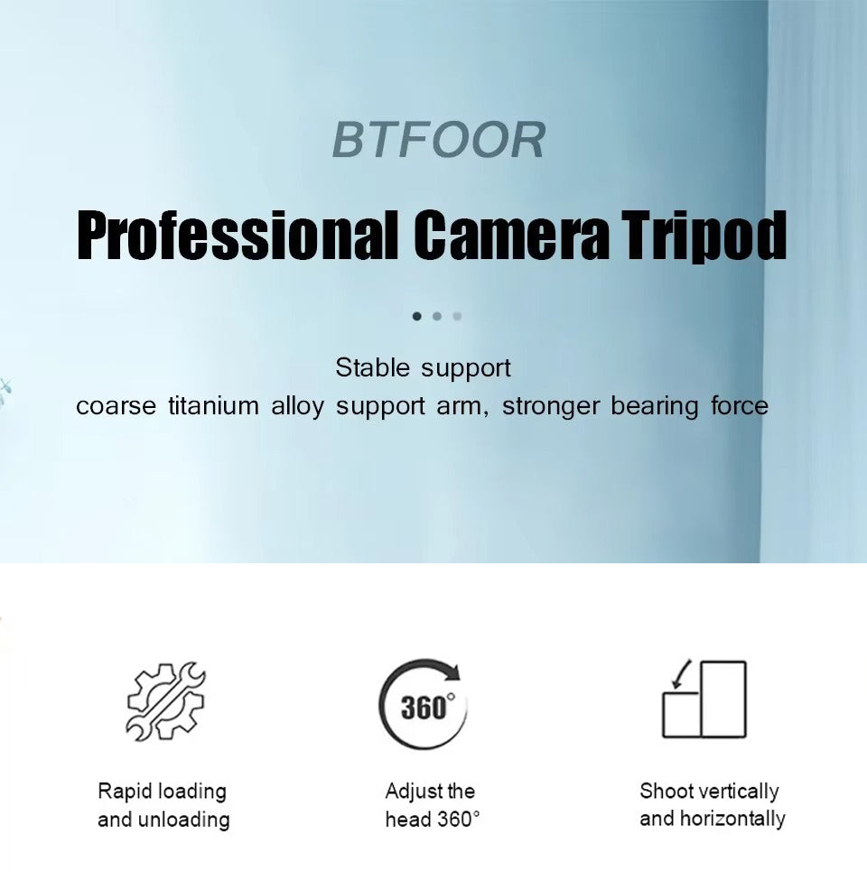 Premium, 55" Aluminum Phone Tripod Stand – 140cm Height, Quick Release Plates, Adjustable Pan Head Mount for Travel