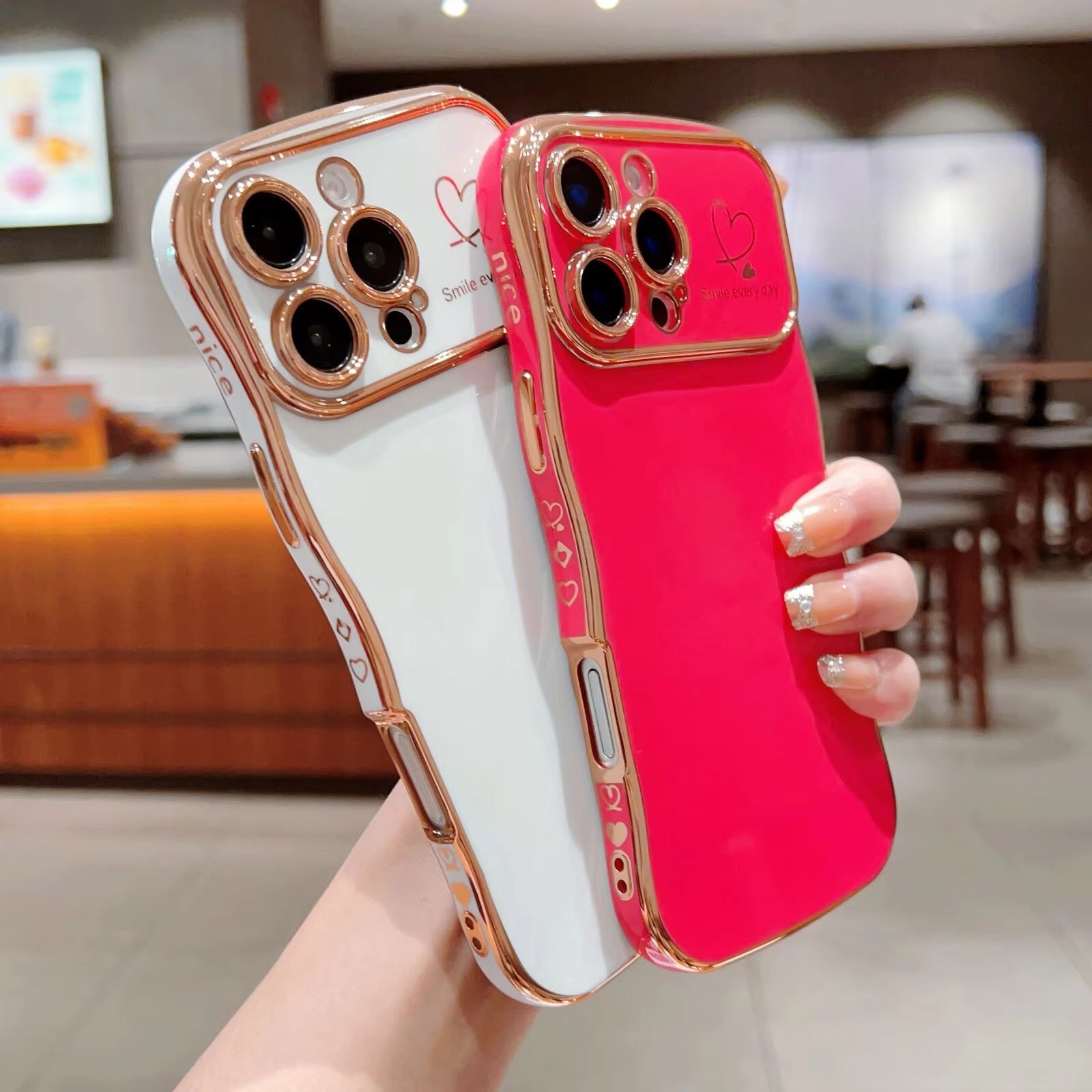Luxury Apple iPhone Case MagSafe Compatible, Camera Lens & Screen Protection All Around Protection Cover with Heart Design