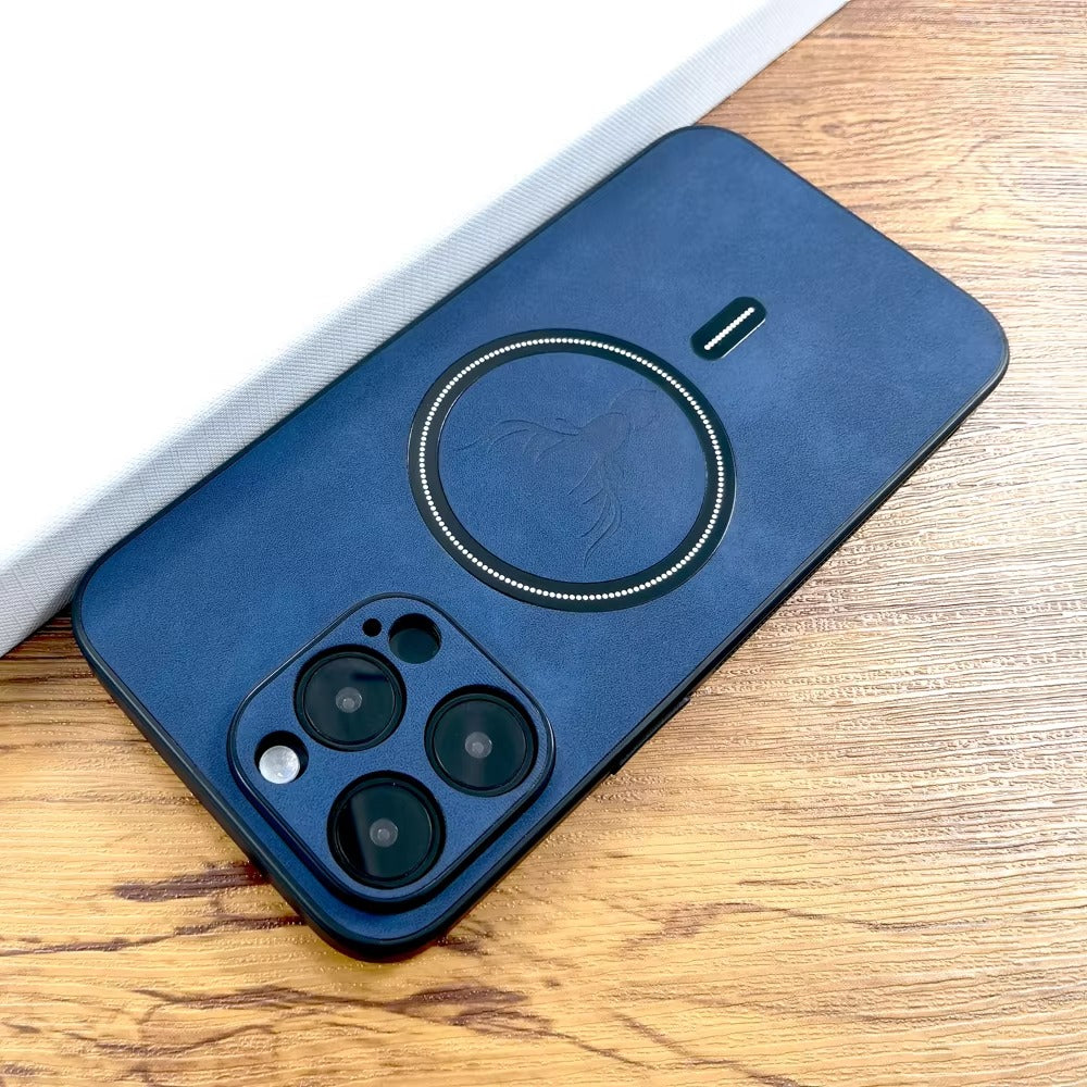 Luxury PU Leather MagSafe iPhone Case – Deer Embossed Design, Stylish & Durable Full Protection Cover | Case for iPhone