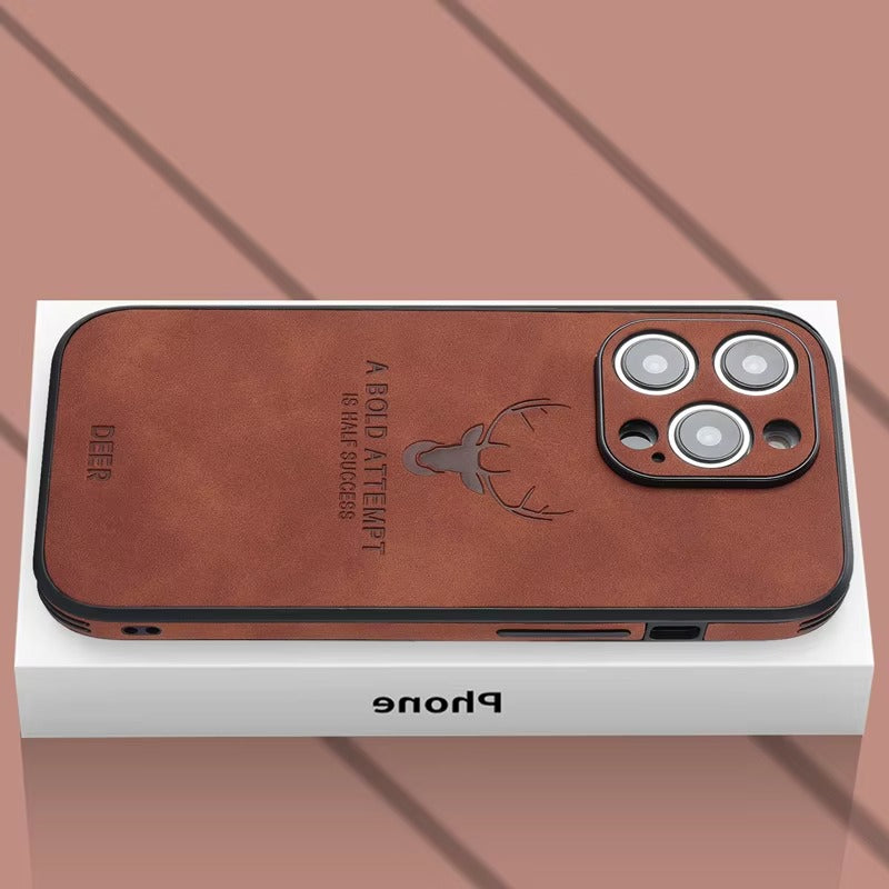 Premium Fashion Cloth iPhone Case – Built-in Magnetic Iron, Deer & Cat Design Durable Protective Shell | Case for iPhone