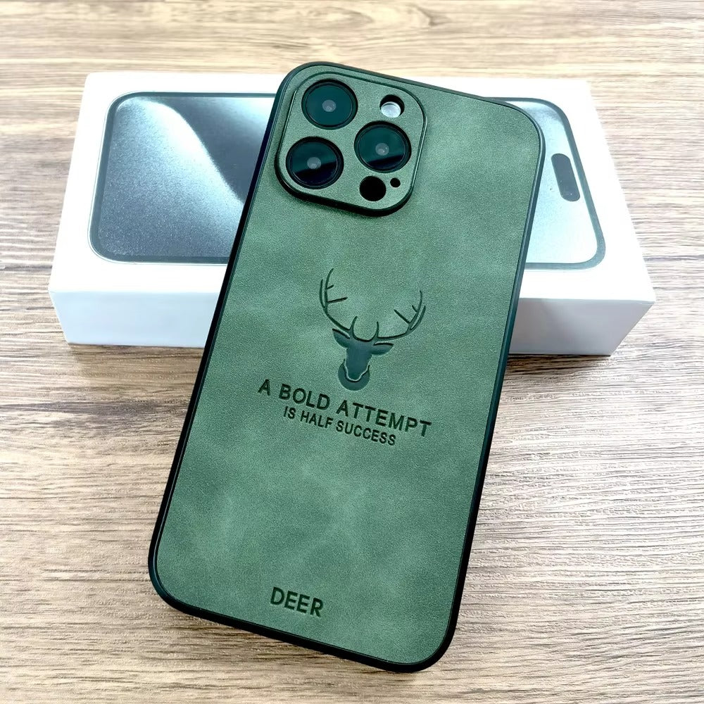 Premium Fashion Cloth iPhone Case – Built-in Magnetic Iron, Deer & Cat Design Durable Protective Shell | Case for iPhone
