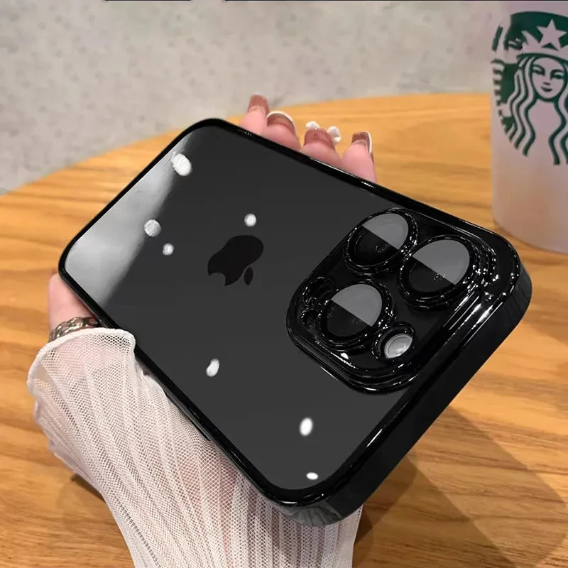 Luxury High-Quality Plating Clear Shockproof iPhone Case – Anti-Yellowing, Slim Fit, Durable Protection, Stylish Design