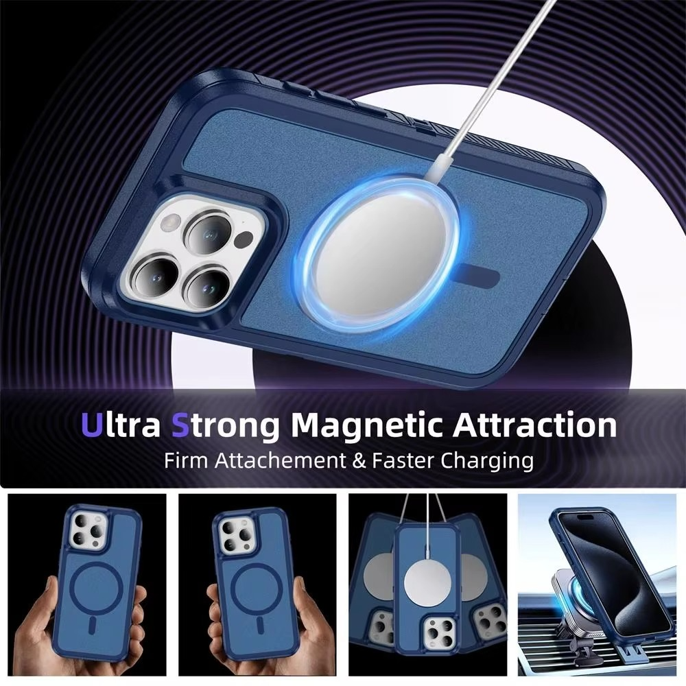 Premium Apple iPhone Case, MagSafe Compatible, Camera Lens and Screen Protection, Ultra Thin, Shockproof, Magnetic, Full All Around Protection, Heavy Duty Stand Cover