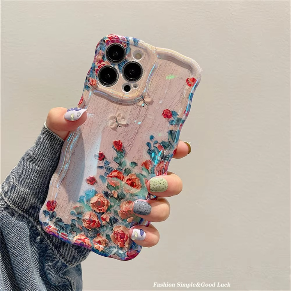 Premium Apple iPhone Case, MagSafe Compatible, Camera Lens and Screen Protection, Ultra Thin, Shockproof, Magnetic, Full All Around Protection, Laser Flower Bumper Case