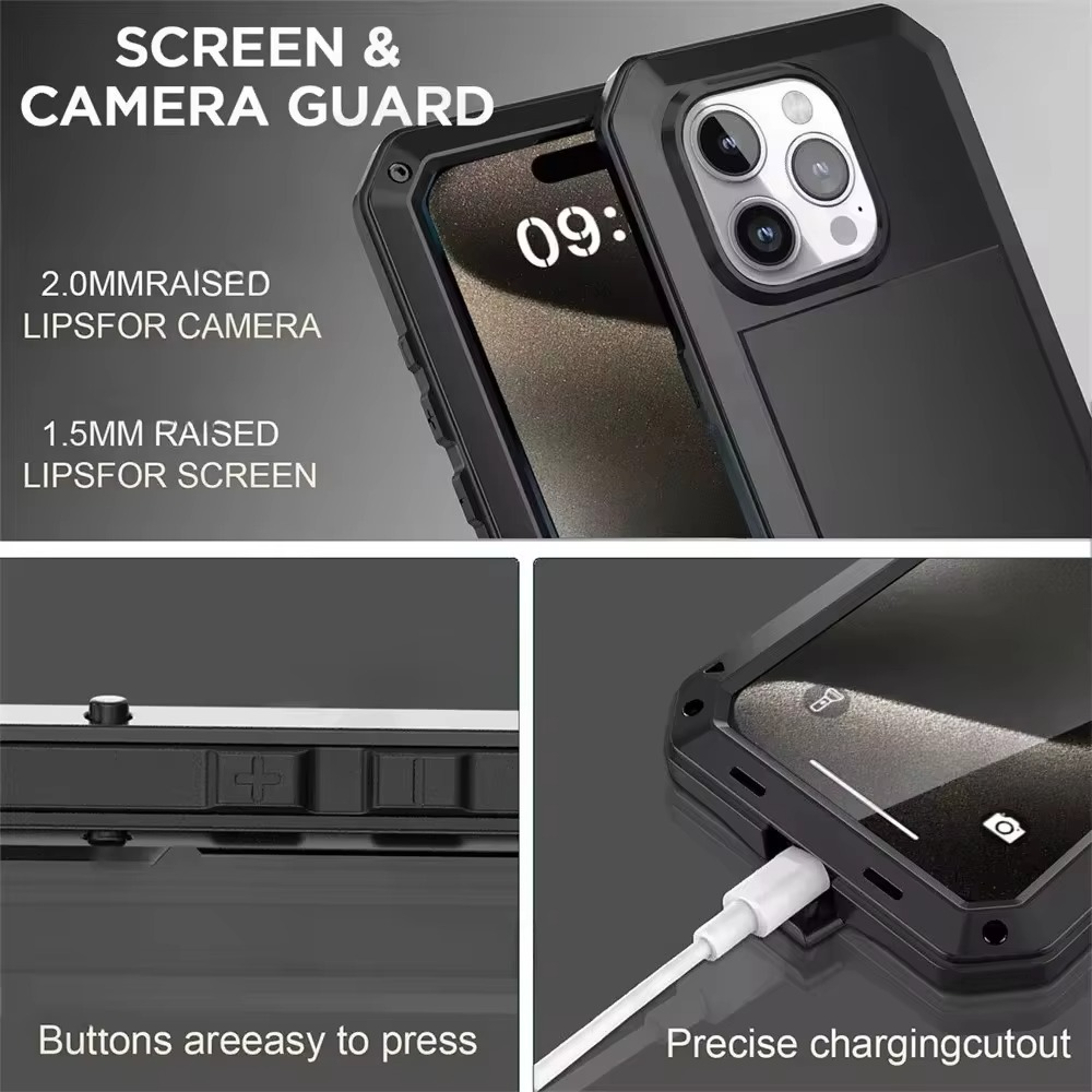 Robuste Apple iPhone Hülle, MagSafe-kompatibel, Kameraobjektiv- und Bildschirmschutz, ultra dünn, stoßfest, magnetisch, vollständiger Rundumschutz, Aluminium-Rüstungs-Tankabdeckung