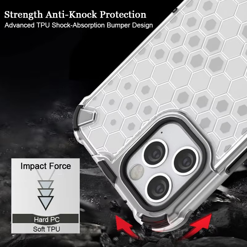 Robust Apple iPhone Case, MagSafe Compatible, Camera Lens and Screen Protection, Ultra Thin, Shockproof, Magnetic, Full All Around Protection, Honeycomb Armor Clear Cover