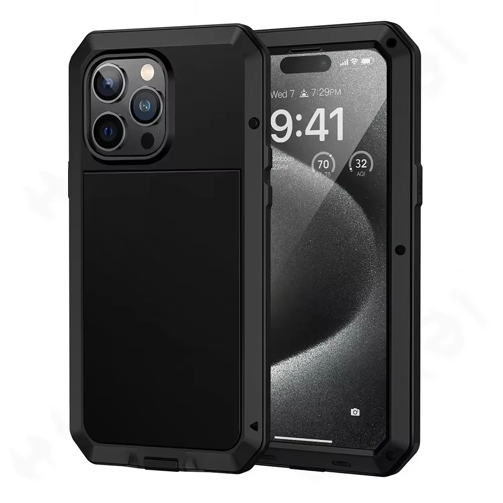 Robuste Apple iPhone Hülle, MagSafe-kompatibel, Kameraobjektiv- und Bildschirmschutz, ultra dünn, stoßfest, magnetisch, vollständiger Rundumschutz, Aluminium-Rüstungs-Tankabdeckung